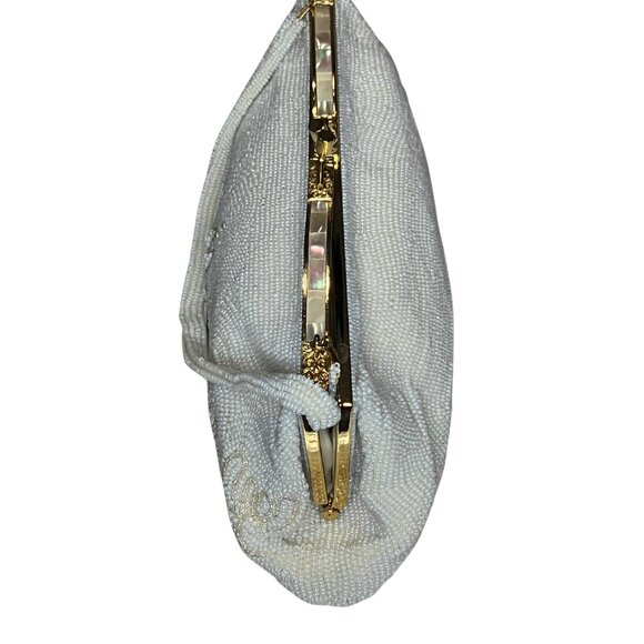 Vintage Beaded Clutch by Dena of Dallas – Ivory Pearl Purse Made in Japan - Picture 4 of 10